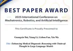🏆 Our Team Wins Best Paper Award for Enhancing Medical Diagnostic Reasoning with Chain-of-Thought in Large Language Models